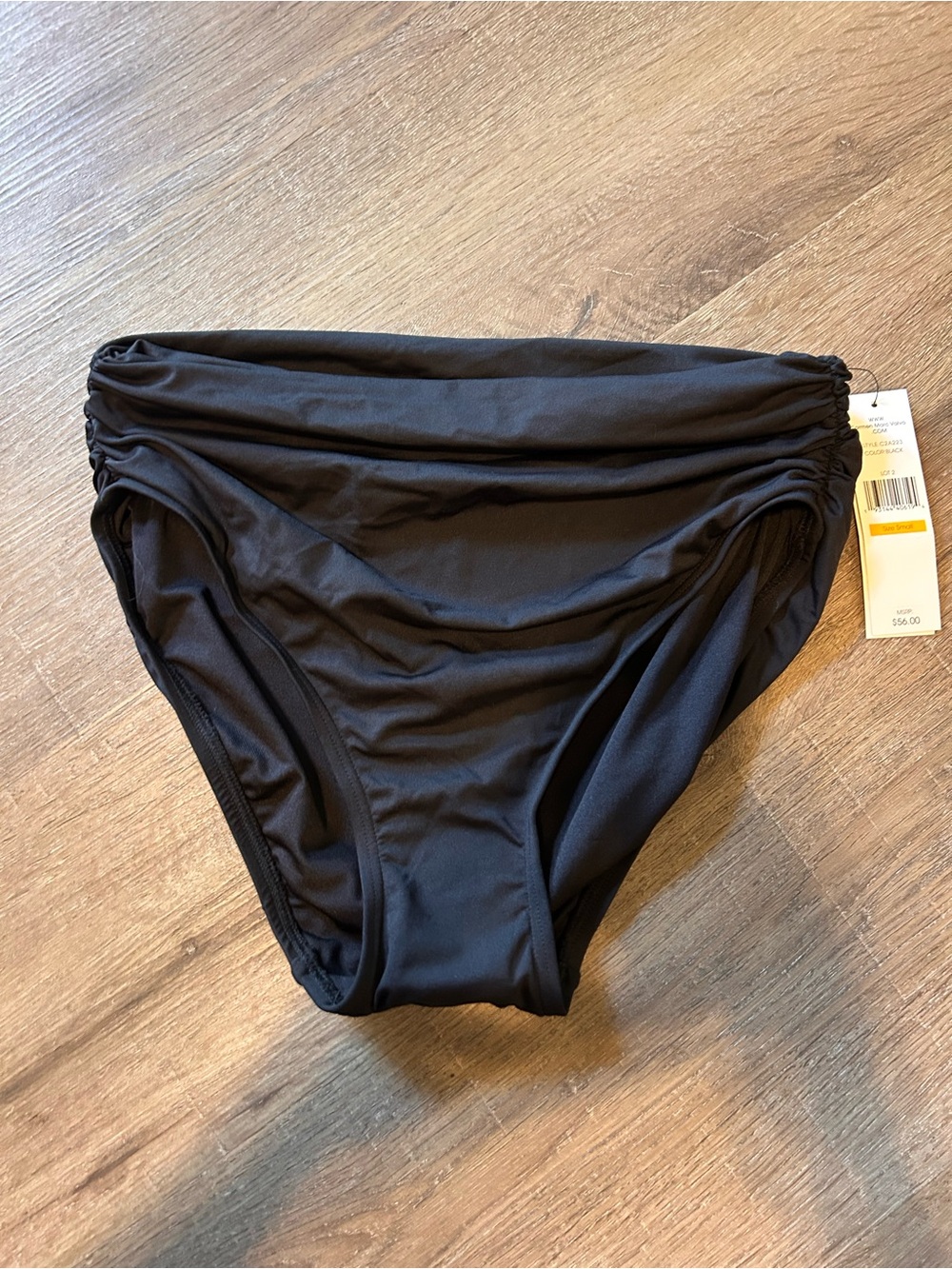 Carmen Marc Valvo Swim Bottom Womens Size S Black Ruched High Waist